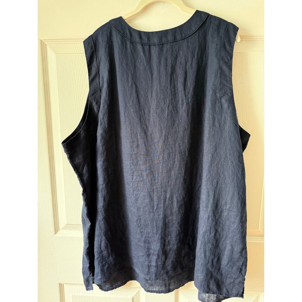 Talbots 100% Linen Sleeveless Tunic Top Navy NWT 3X Coastal Cruise Capsule - Picture 4 of 5